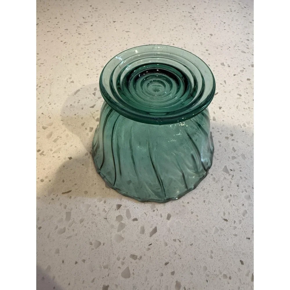 Jeannette Petal Swirl Ultramarine Teal Sherbet Bowl Mid Century Depression Glass